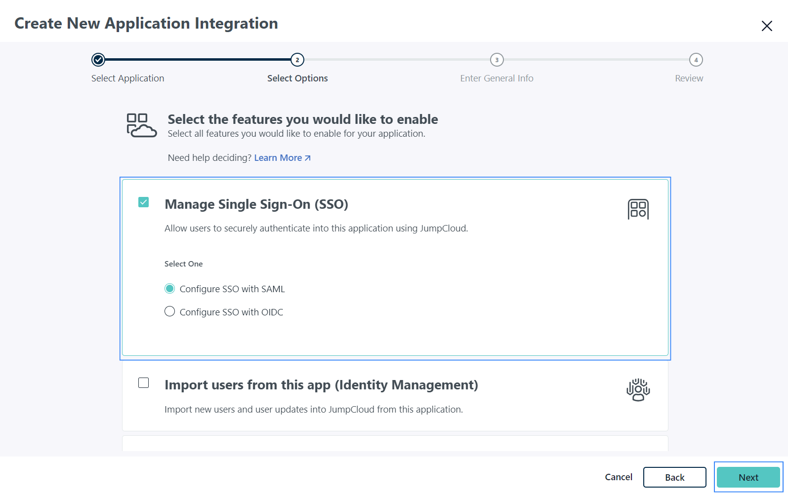 Configure SSO options