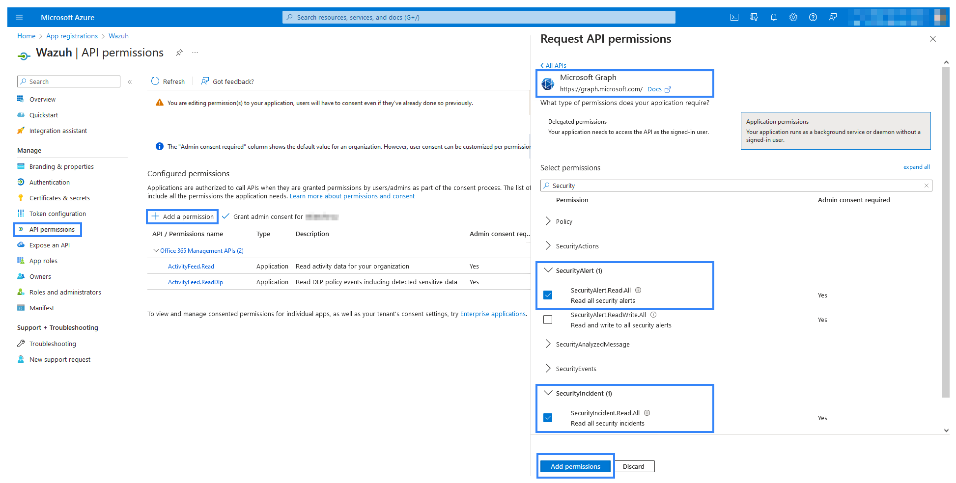 API permissions