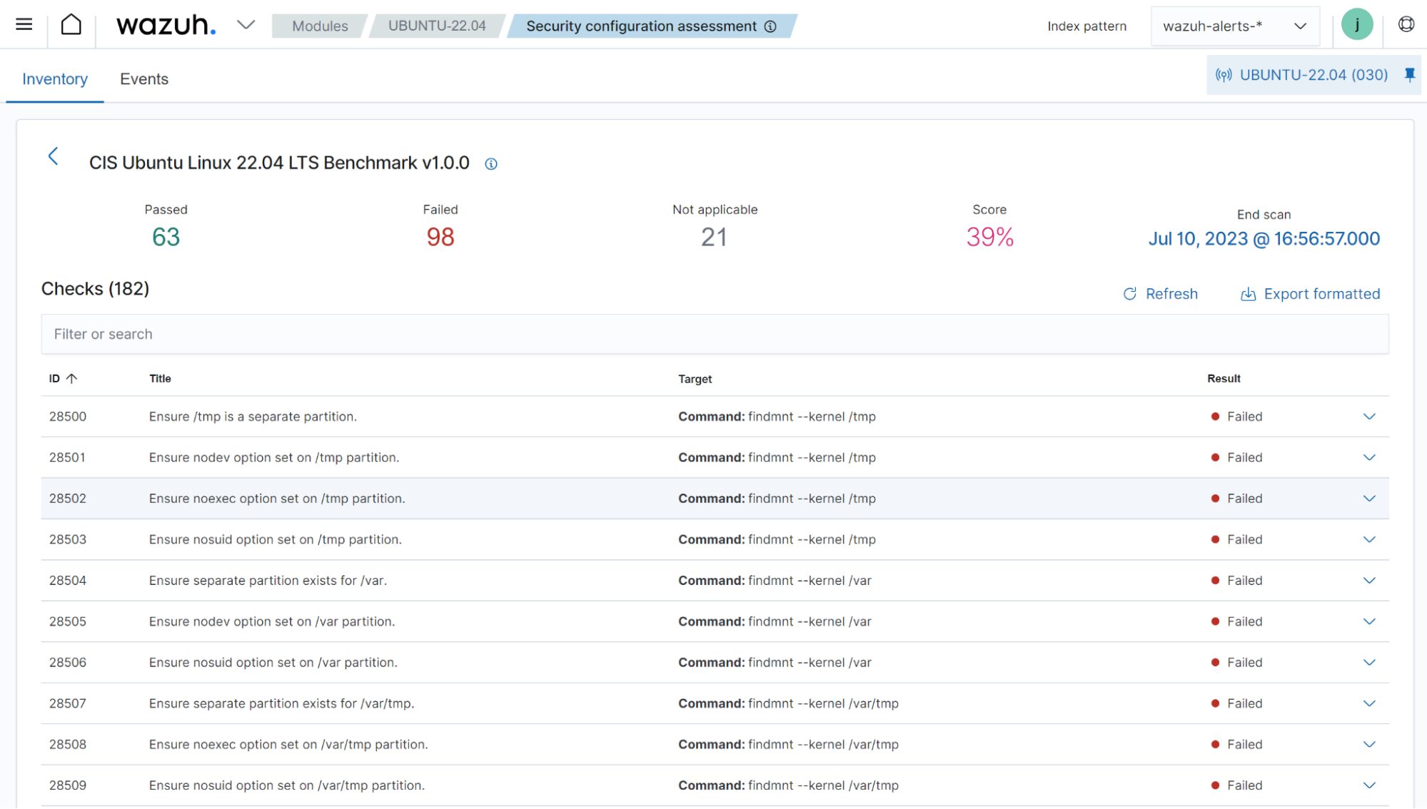 Policy for CIS benchmark for Ubuntu 22.04 checks