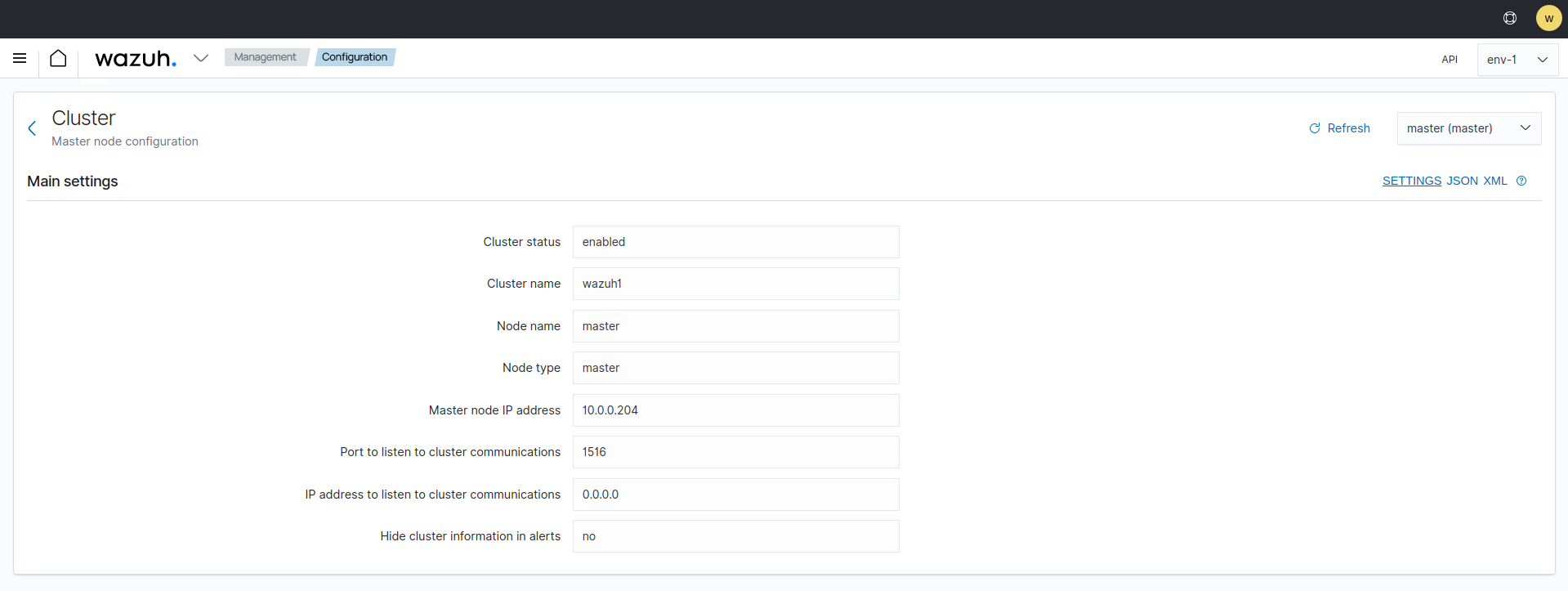 Cluster node configuration