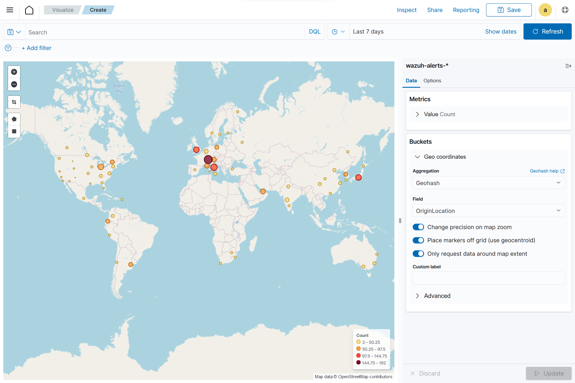 Create coordinate map visualization – Update button