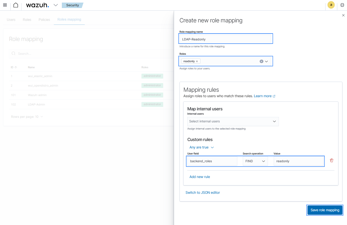 Create readonly new role mapping