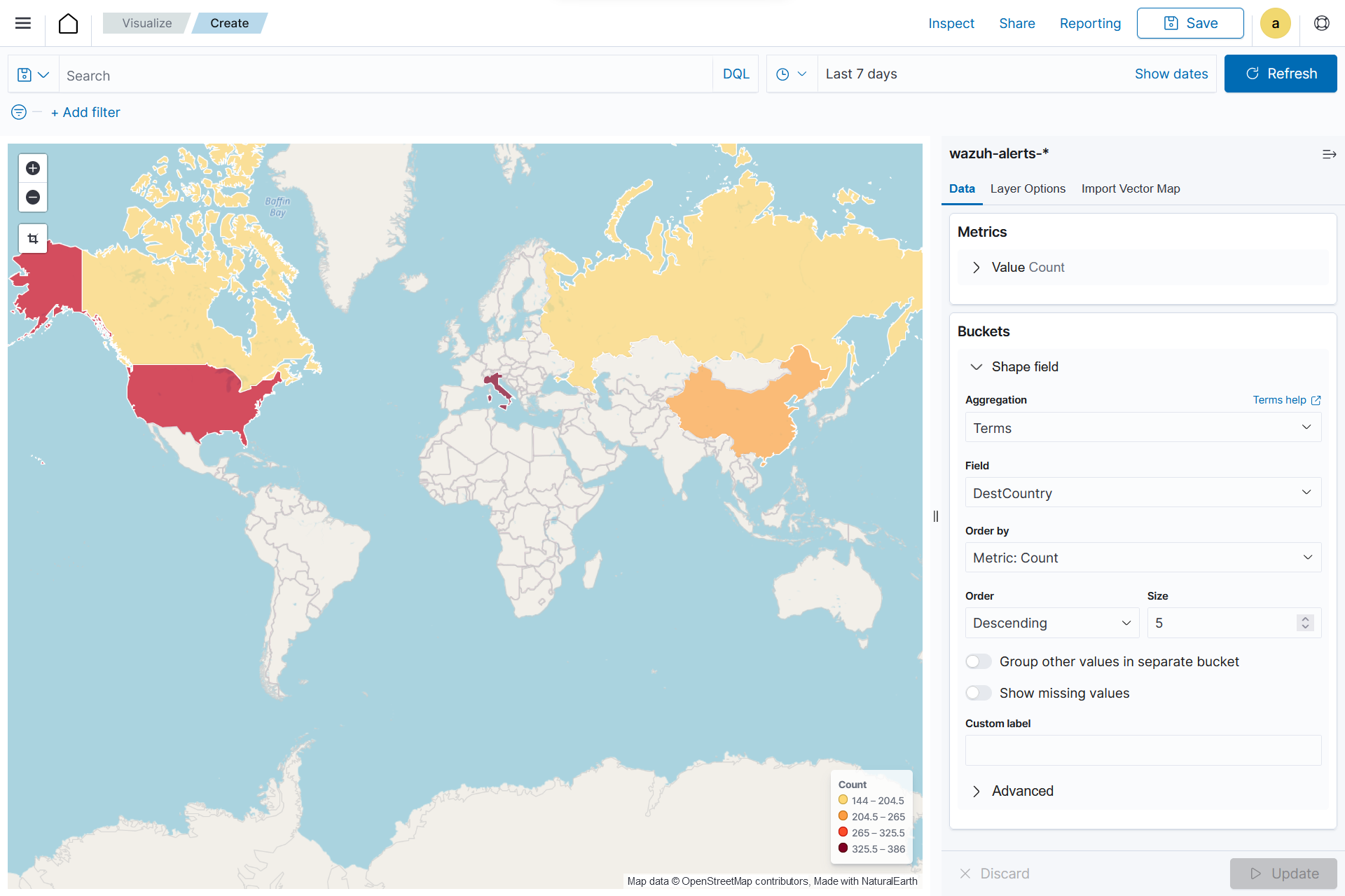 Create region map visualization – Update button