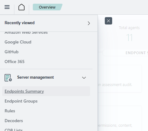 ThreatLockDown dashboard Endpoints Summary menu option