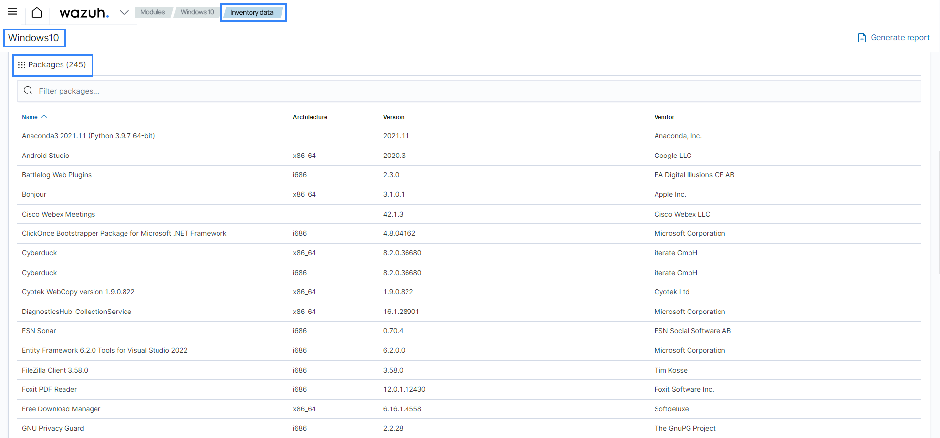 Inventory data