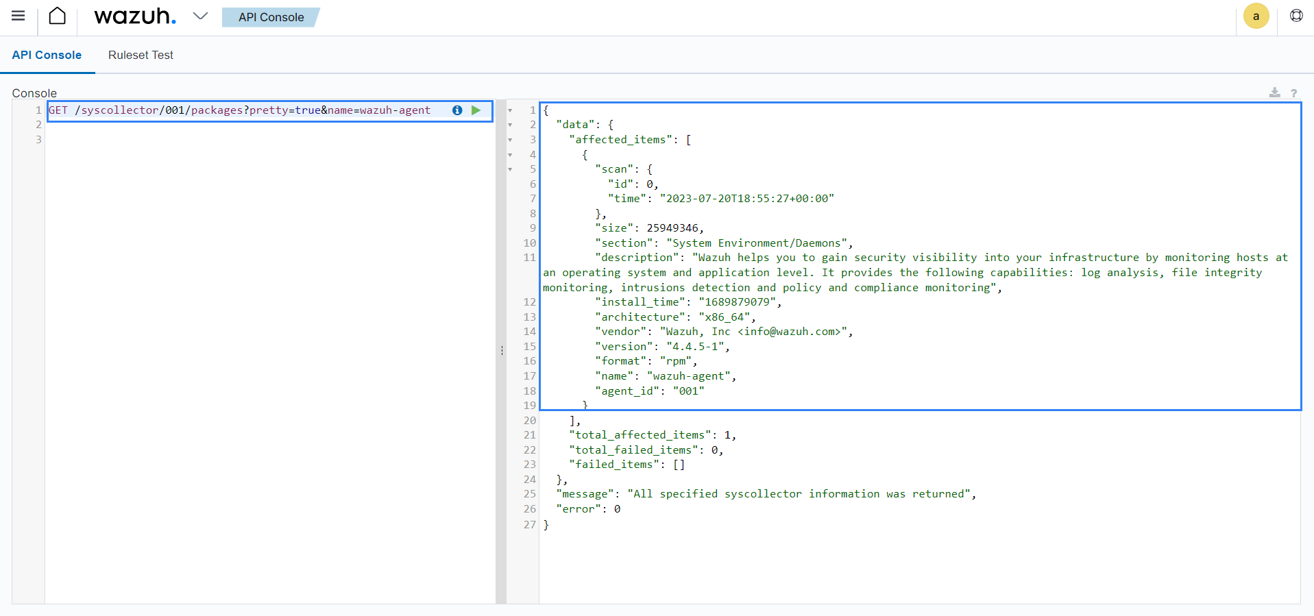 Querying the package inventory using the Dev Tools