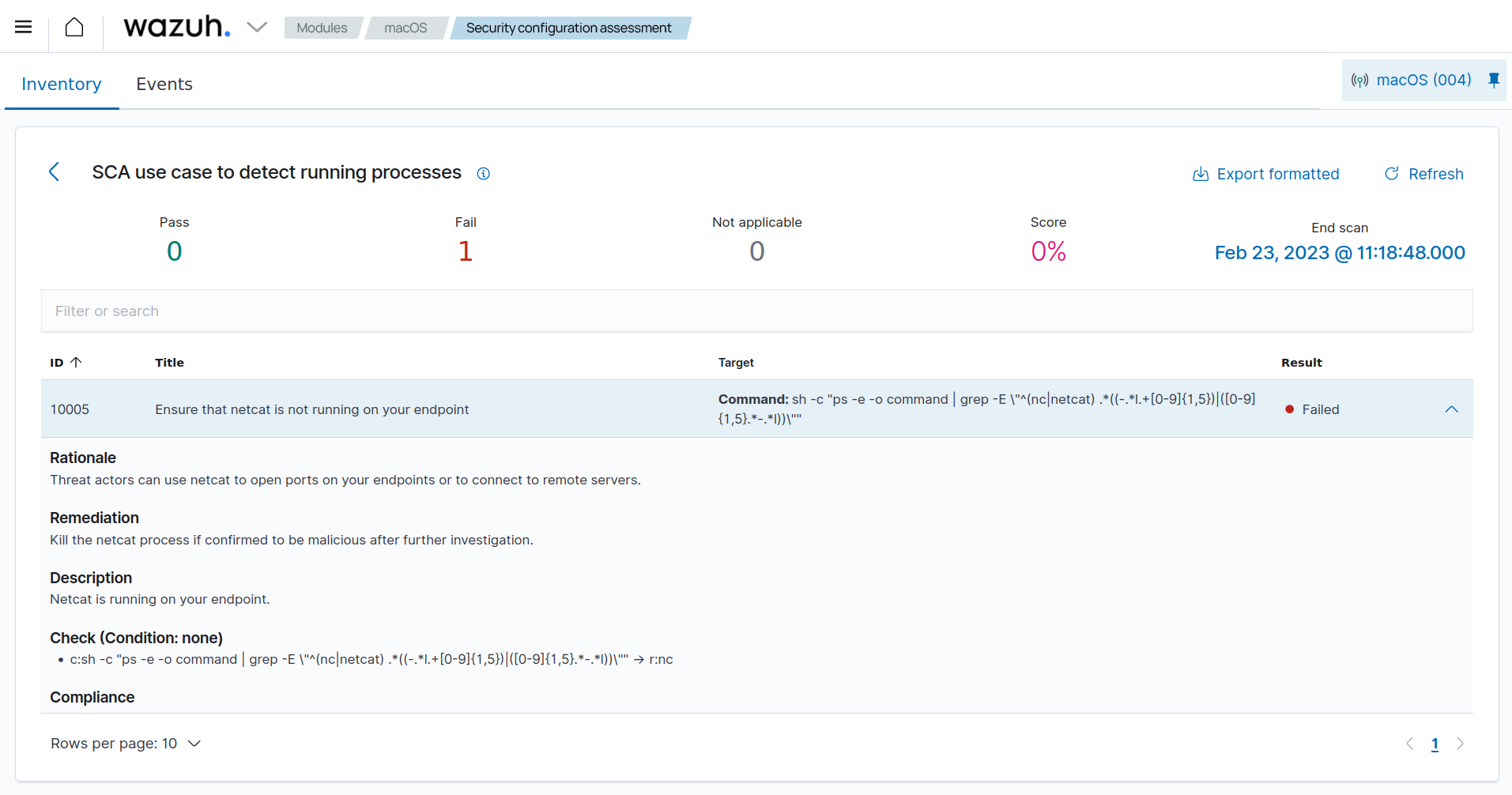 macOS Configuration Assessment use case to detect running processes