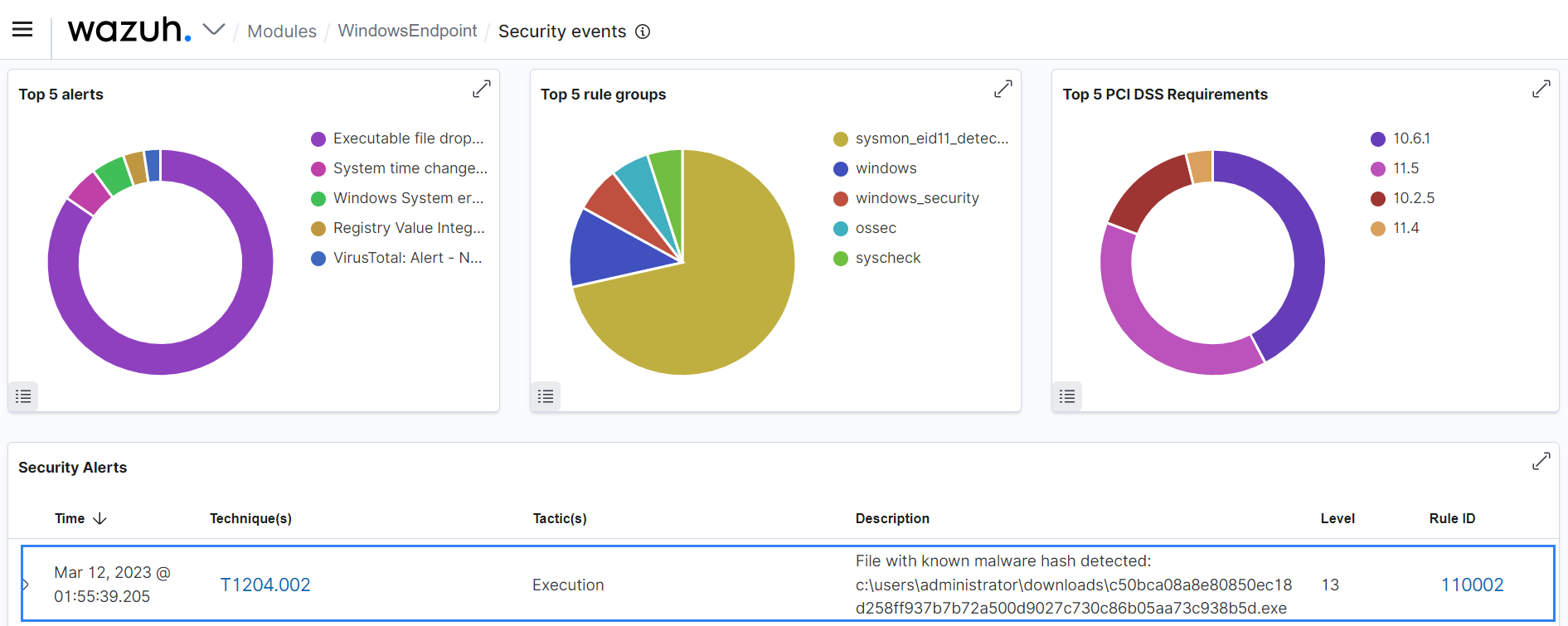 Malware detected alert