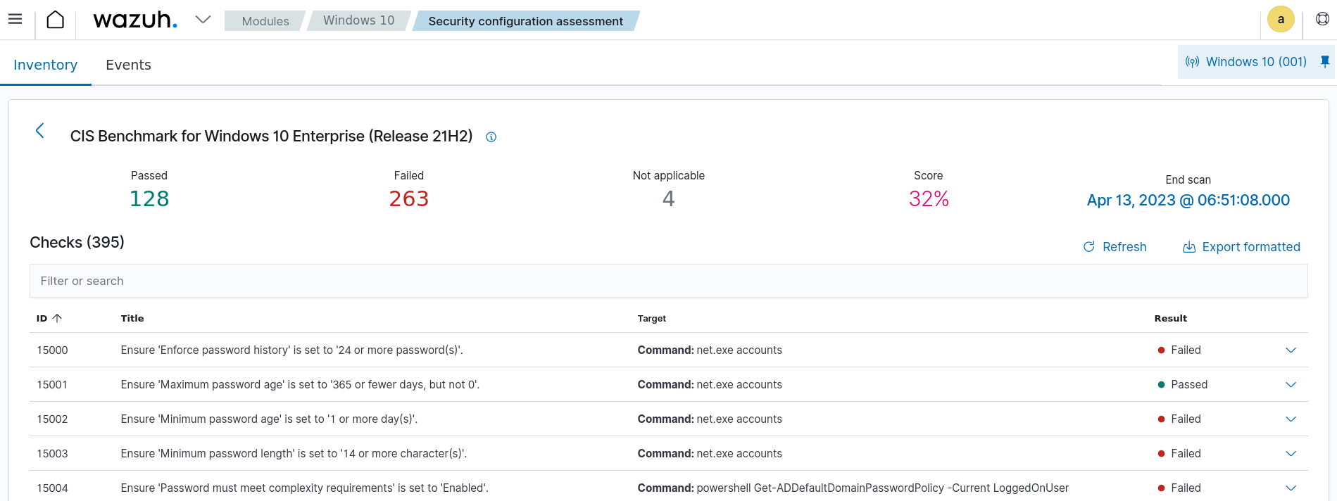 Password assurance checks