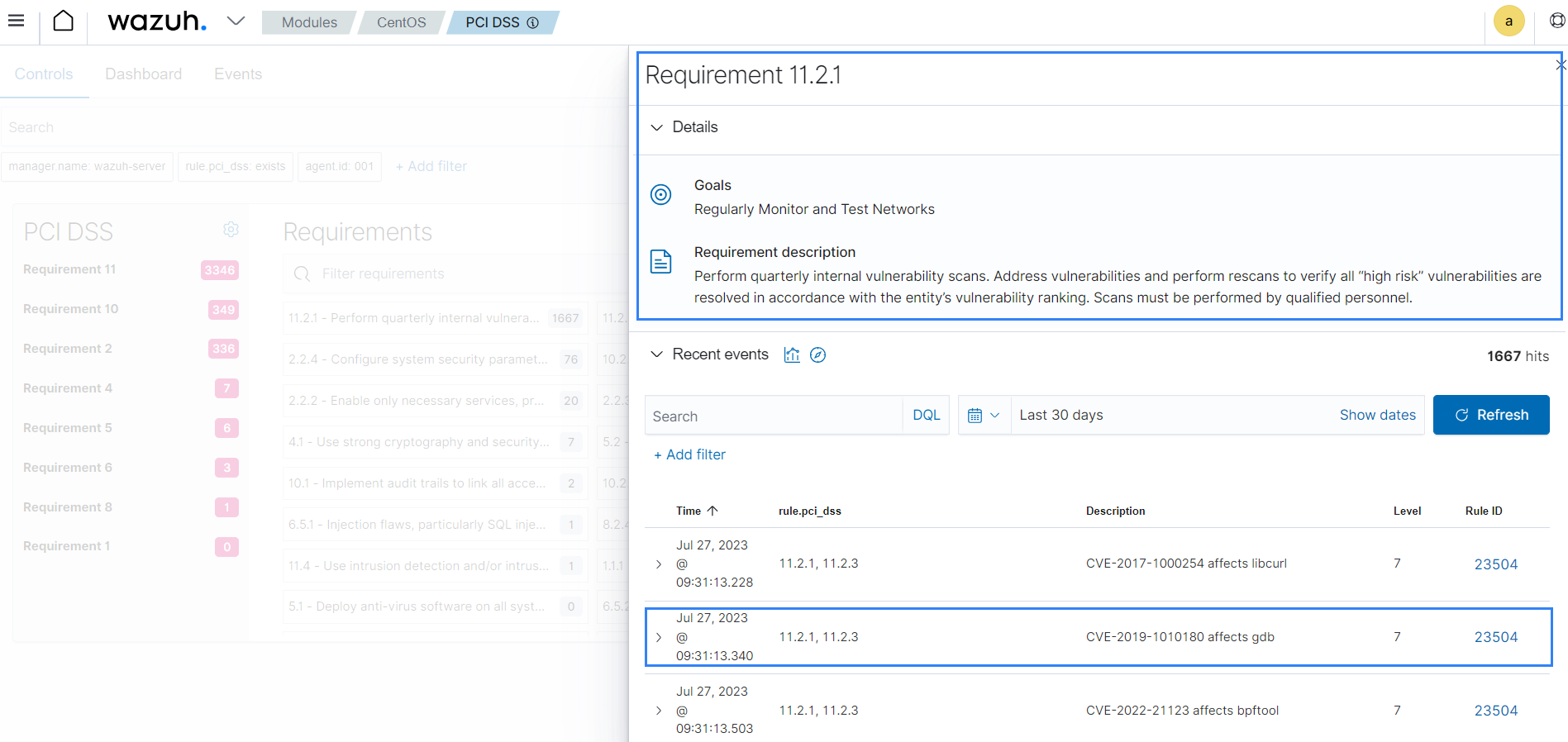 PCI DSS requirement violation details